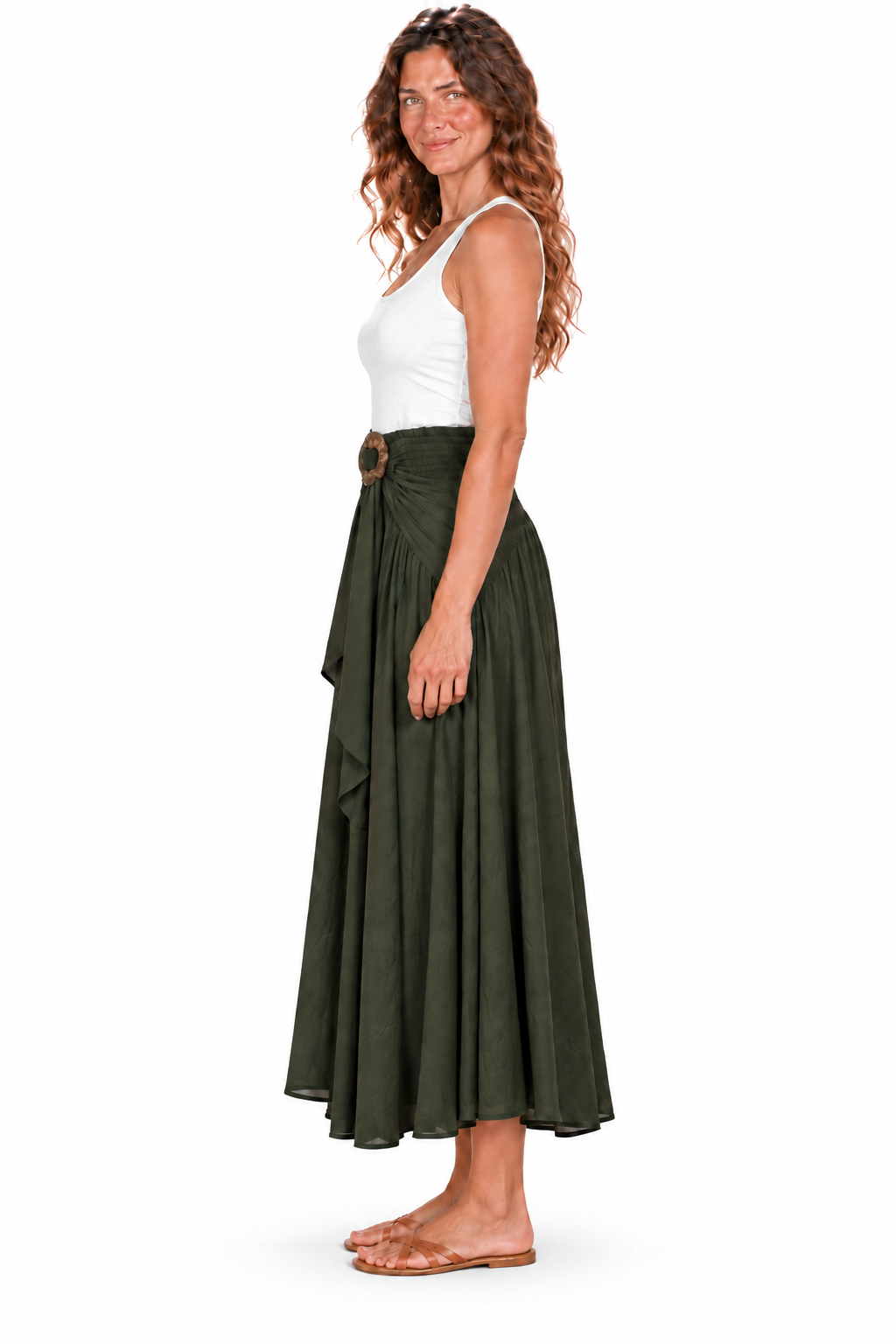Coco Rayon Halter Dress and Skirt - Olive Green