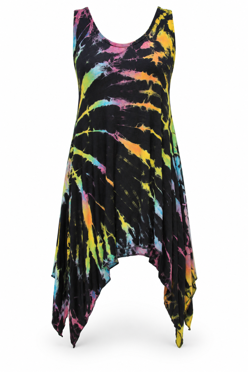 Handkerchief Dress - Black Multicolour Tie Dye – catalogue view 1