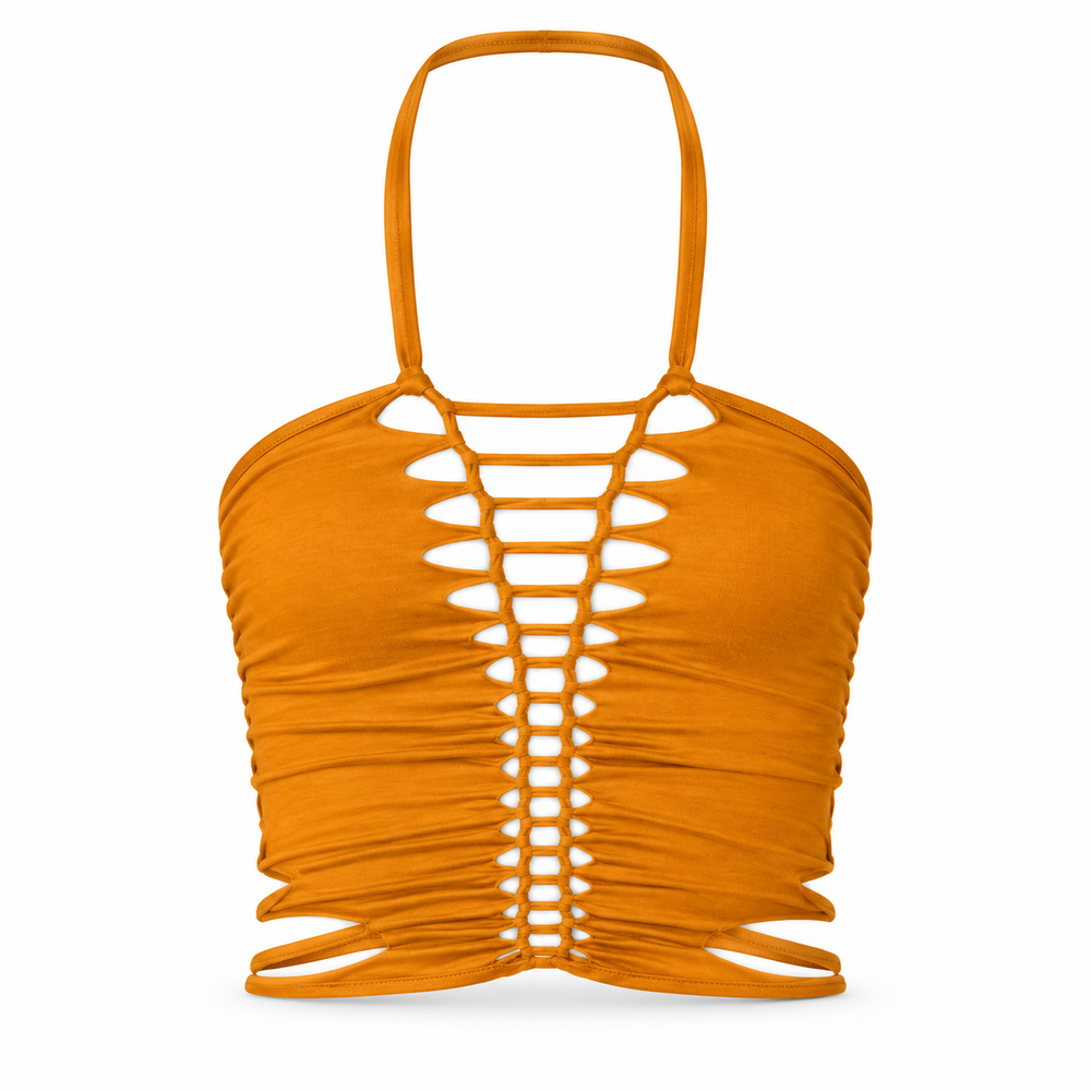 Lightning Cotton Top-Bra with Lightning Back Design - ghost mannequin product image on white background