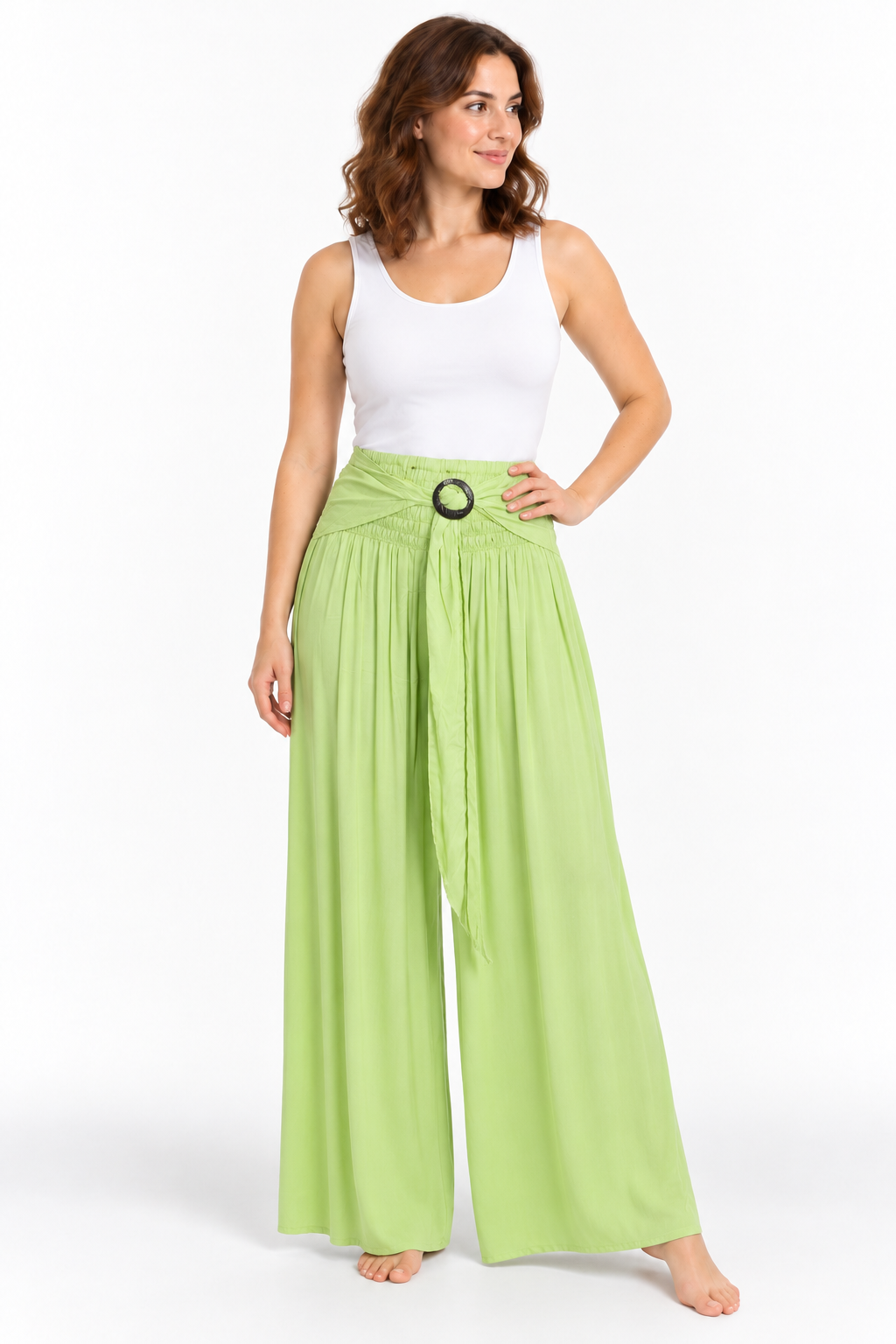 Lime Green Belted Palazzo – product view 2