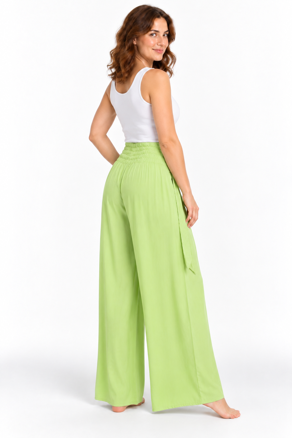 Lime Green Belted Palazzo – product view 3