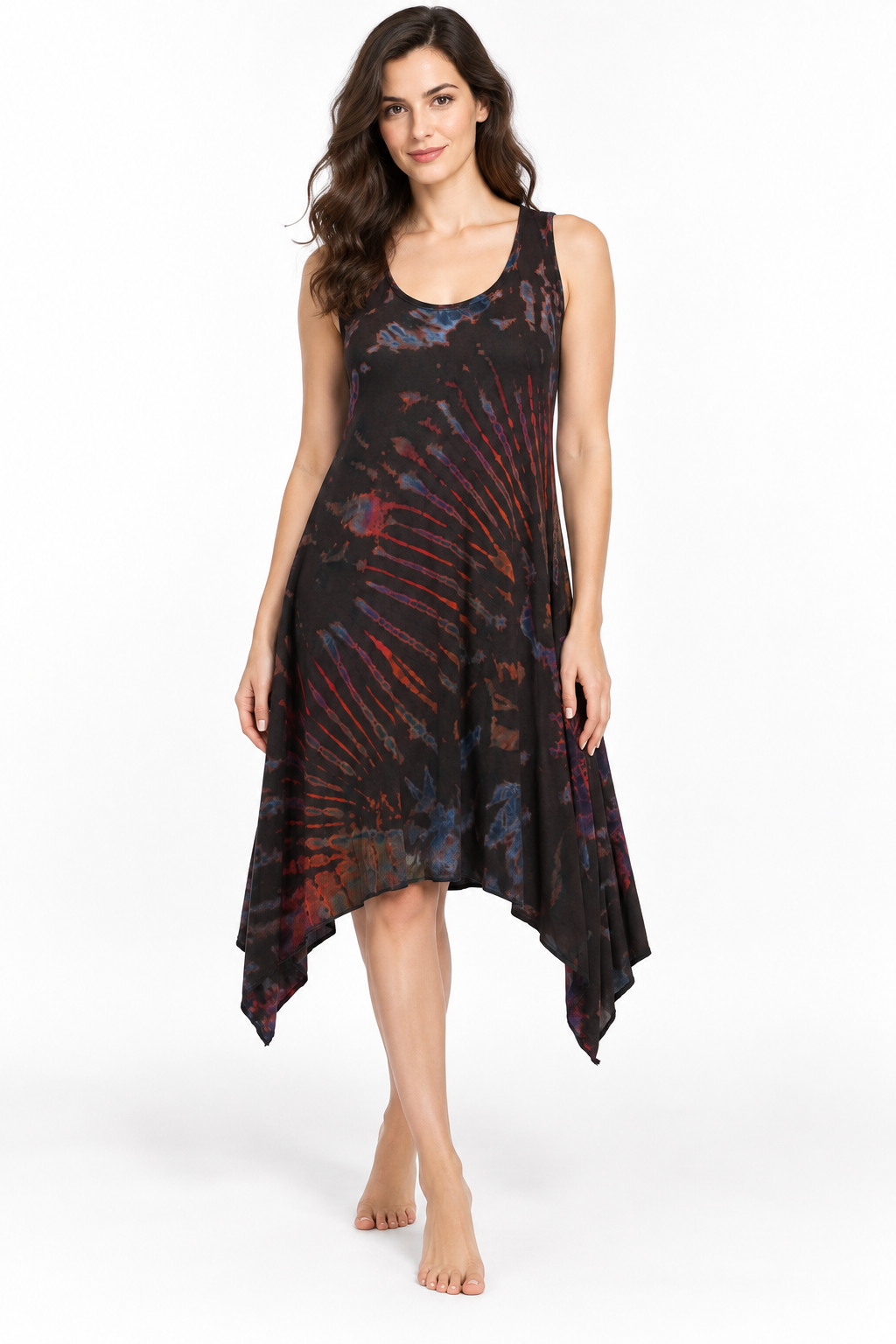 Long Dress - Black Red Abstract Pattern – catalogue view 2
