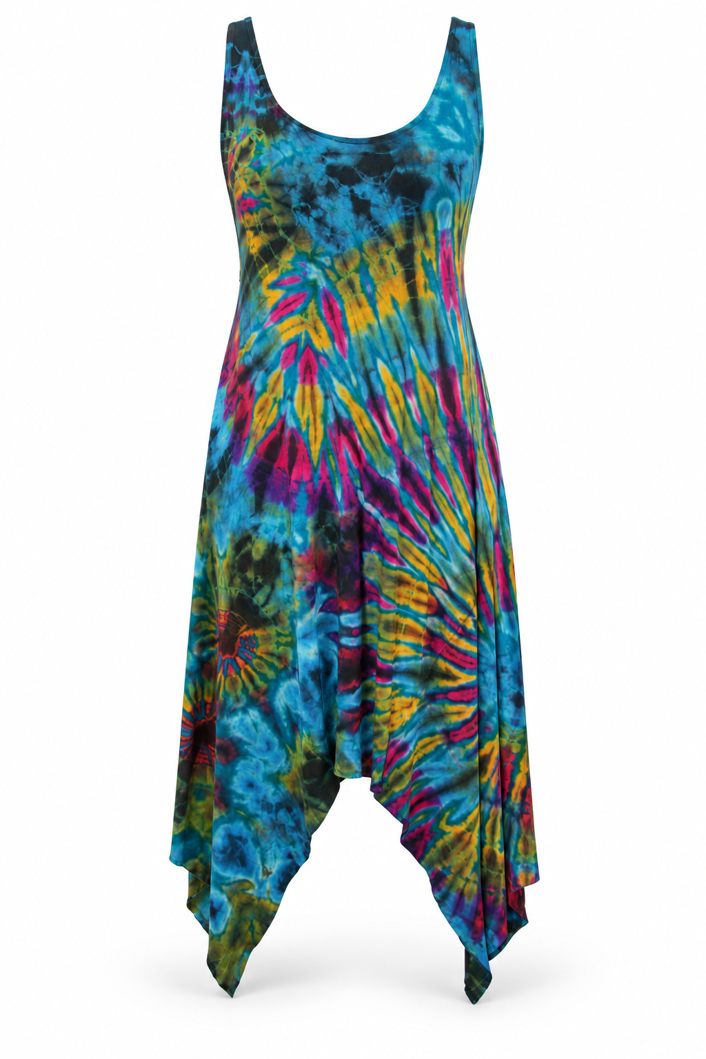 Long Dress - Blue Multicolour Abstract Pattern – catalogue view 1