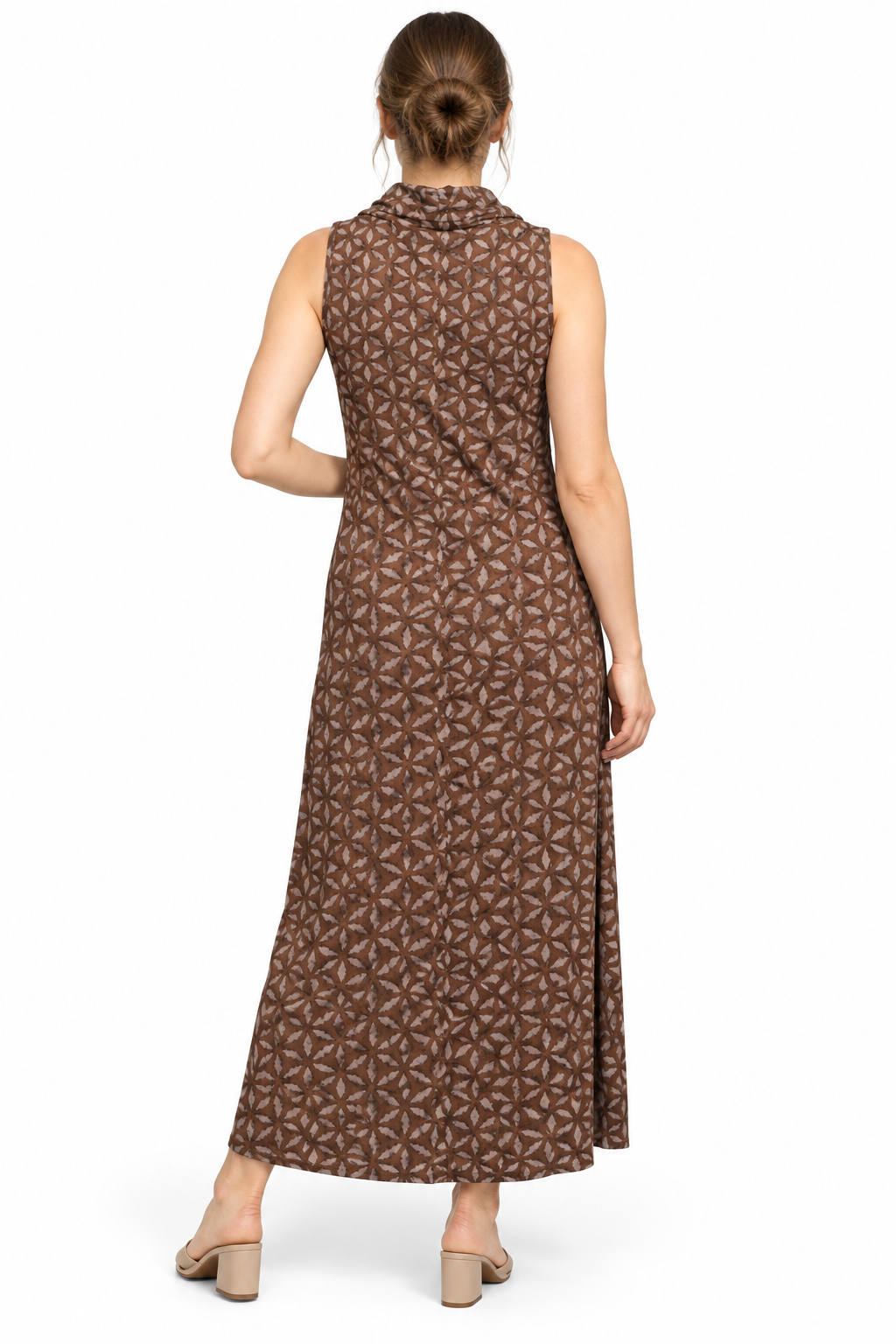 Long Dress - Brown Geometric Pattern – catalogue view 4