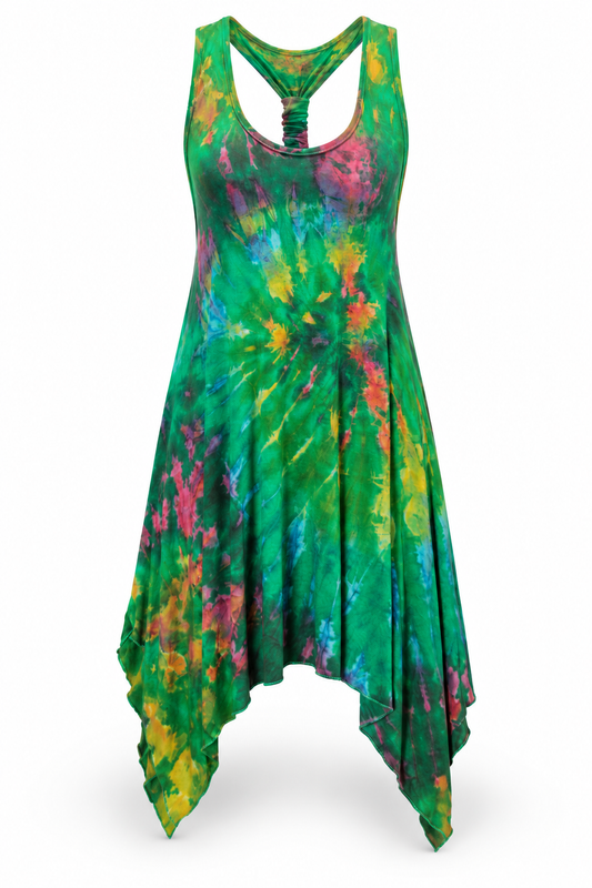 Long Dress - Green Multicolour Abstract Pattern – catalogue view 1