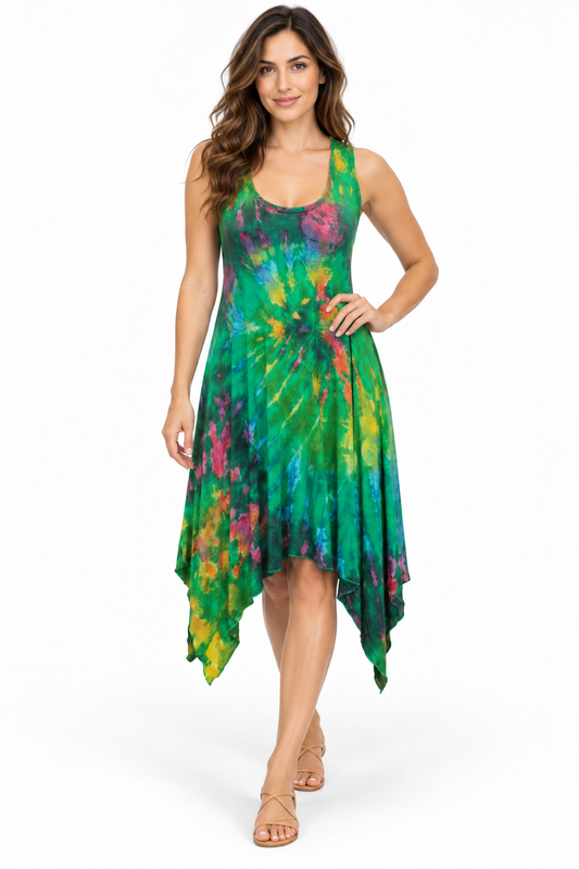 Long Dress - Green Multicolour Abstract Pattern – catalogue view 2