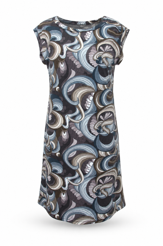 Long Dress - Grey Blue Paisley Pattern – catalogue view 1