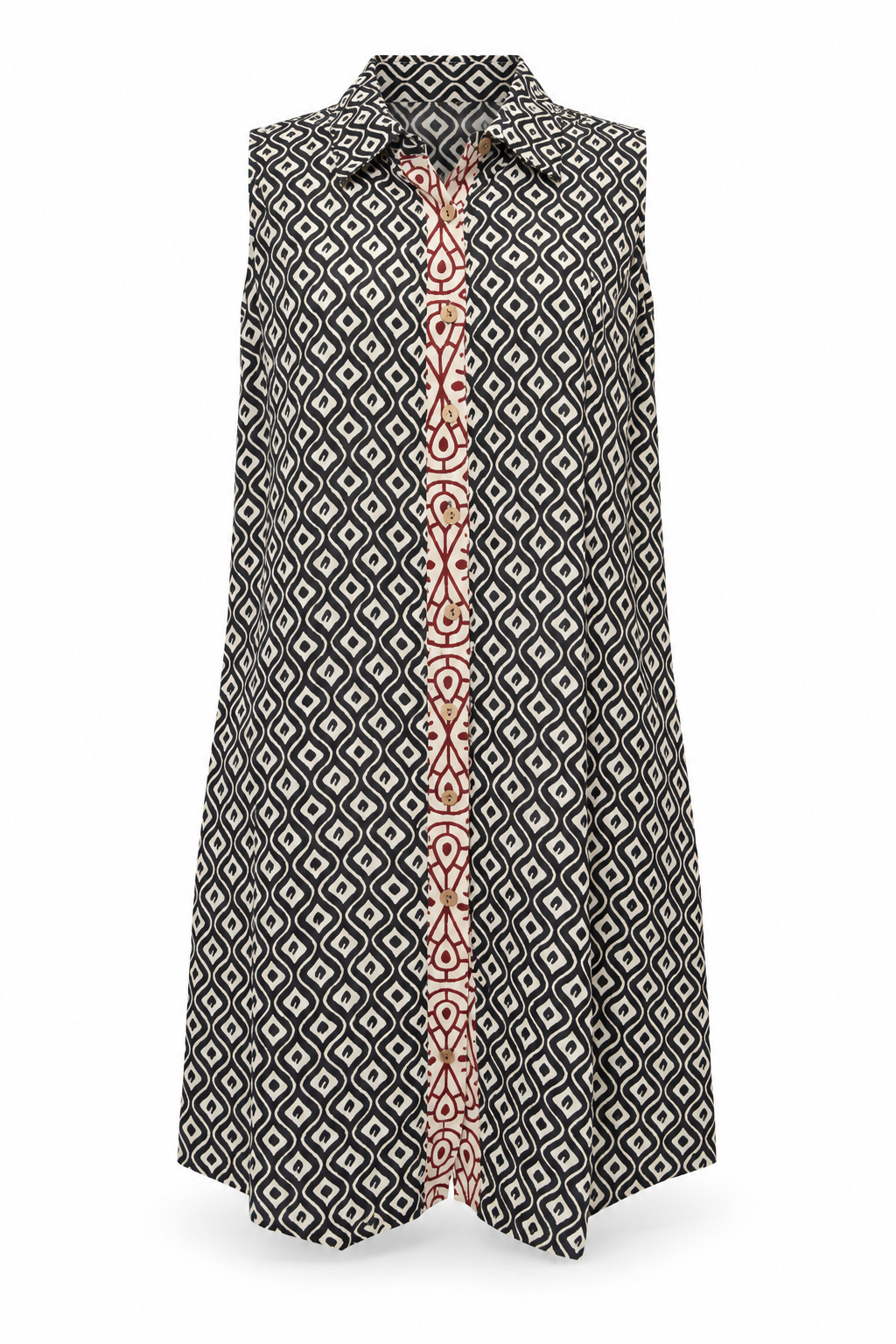 Long Dress - Grey Pink Geometric Pattern – catalogue view 1