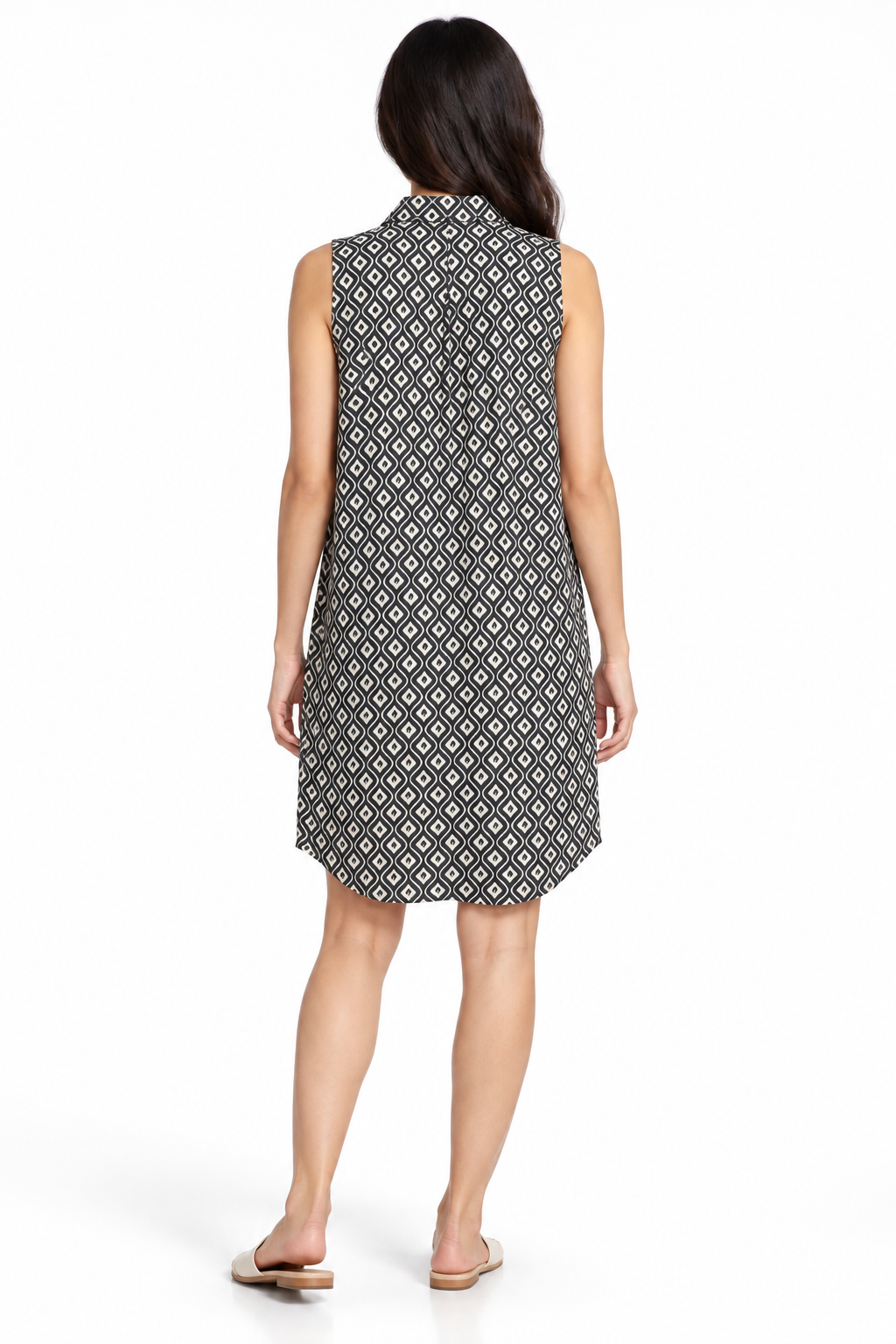 Long Dress - Grey Pink Geometric Pattern – catalogue view 4