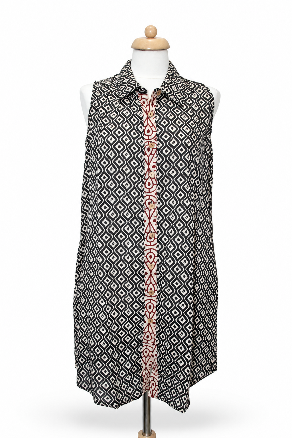 Long Dress - Grey Pink Geometric Pattern – catalogue view 5