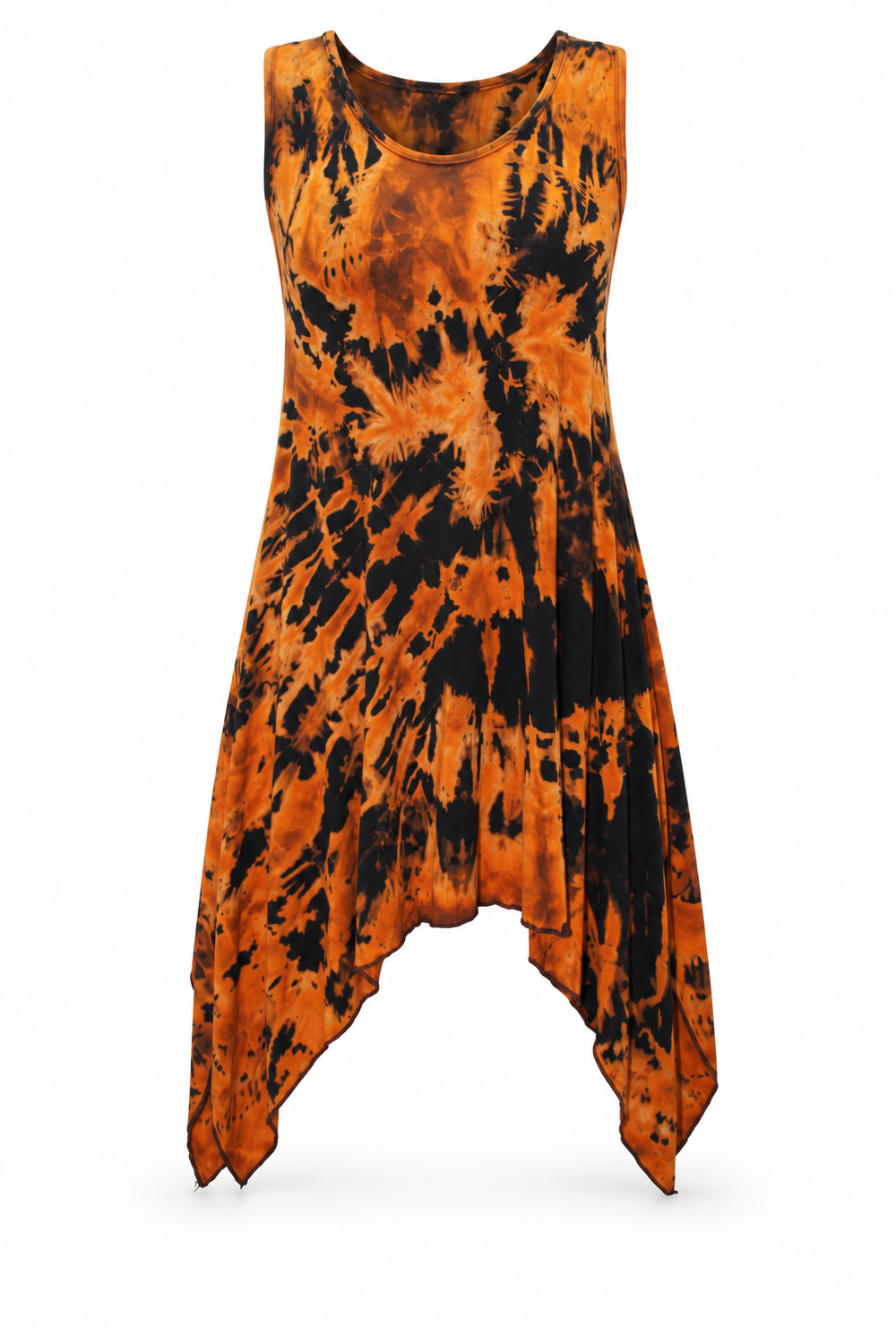 Long Dress - Orange Black Abstract Pattern – catalogue view 1