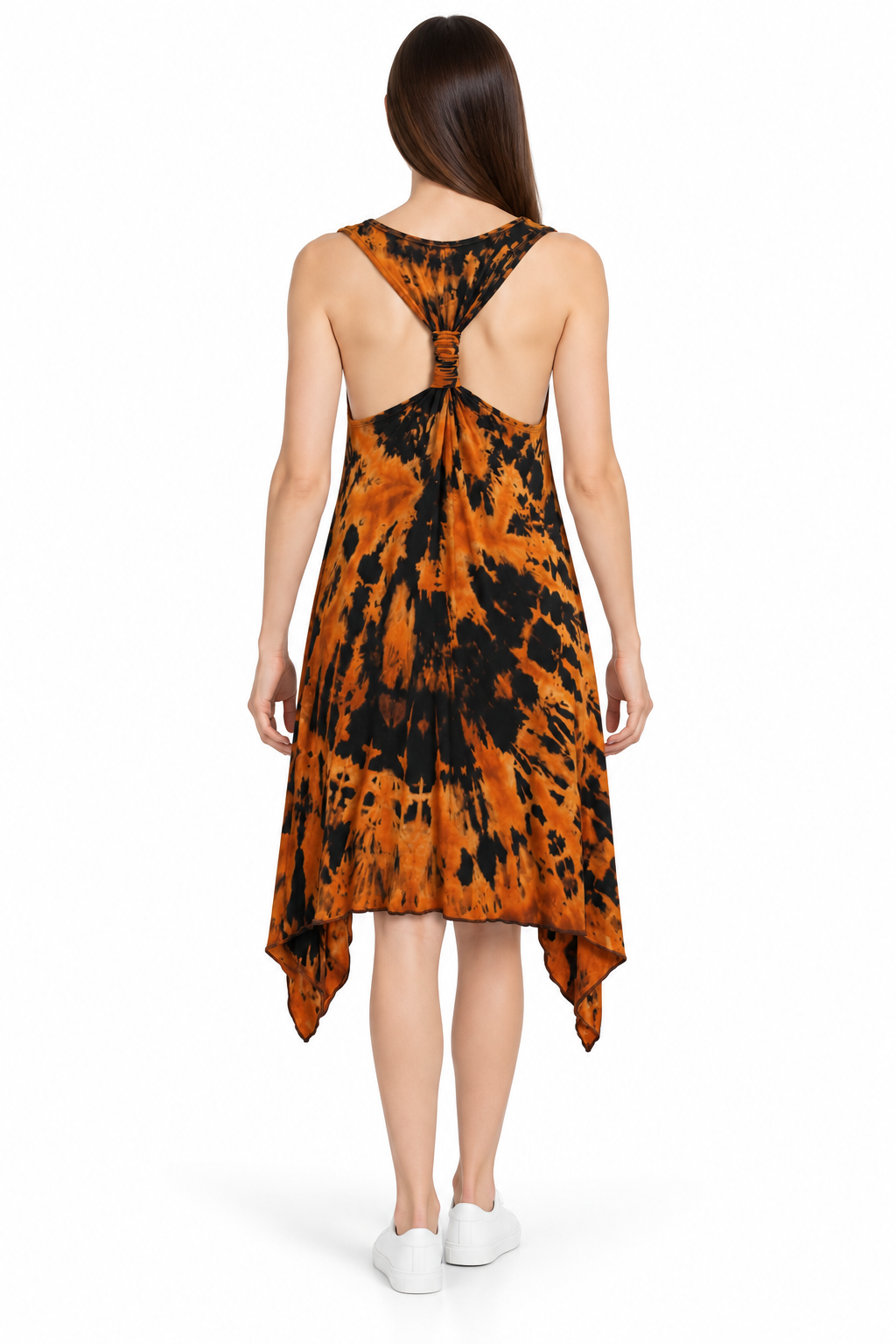 Long Dress - Orange Black Abstract Pattern – catalogue view 4