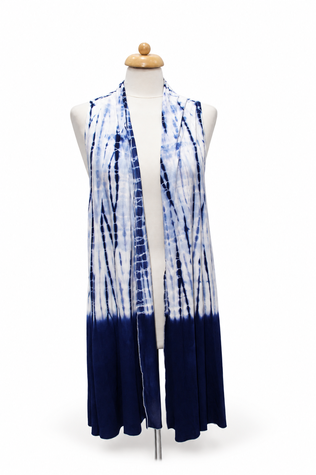 Long Open Vest - Navy White Tie Dye – original product view