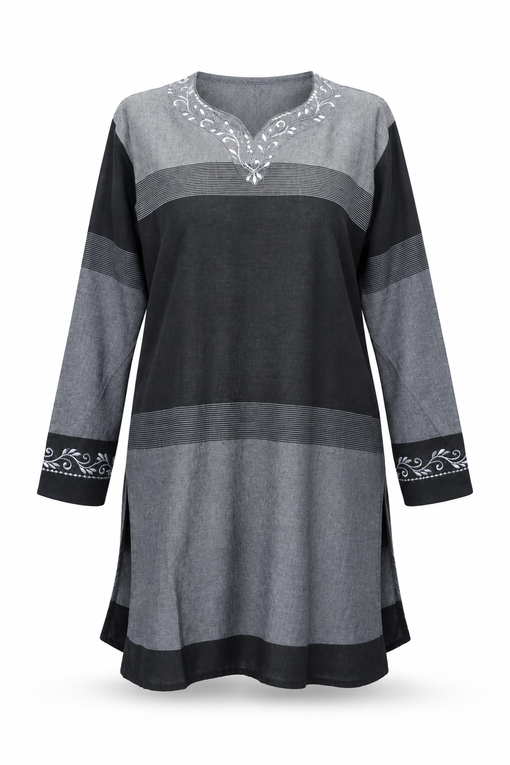 Long Sleeve Dress - Grey Black Colour Block – catalogue view 1