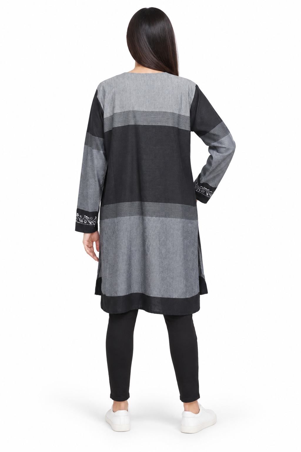 Long Sleeve Dress - Grey Black Colour Block – catalogue view 4