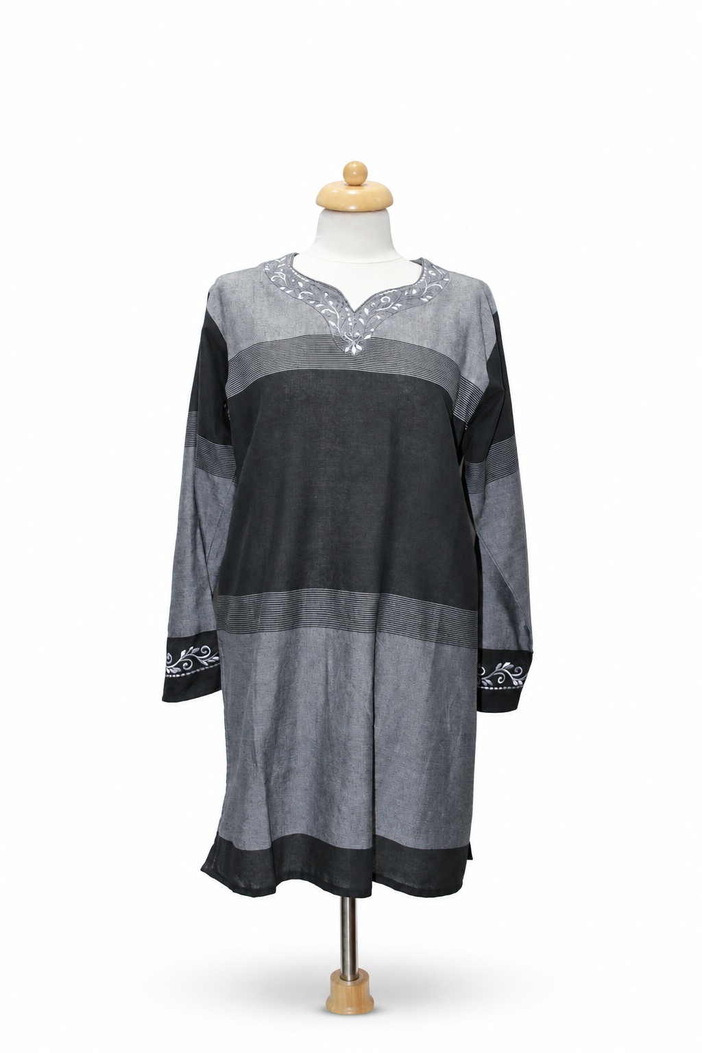 Long Sleeve Dress - Grey Black Colour Block – catalogue view 5