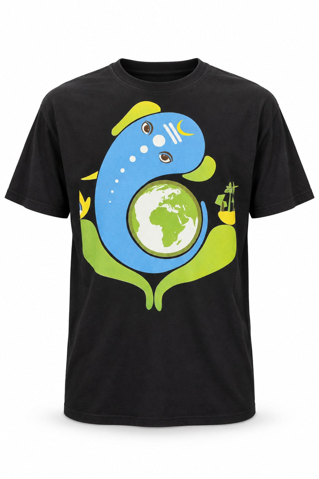 Ganesha on Earth - Black Print — ghost mannequin front view