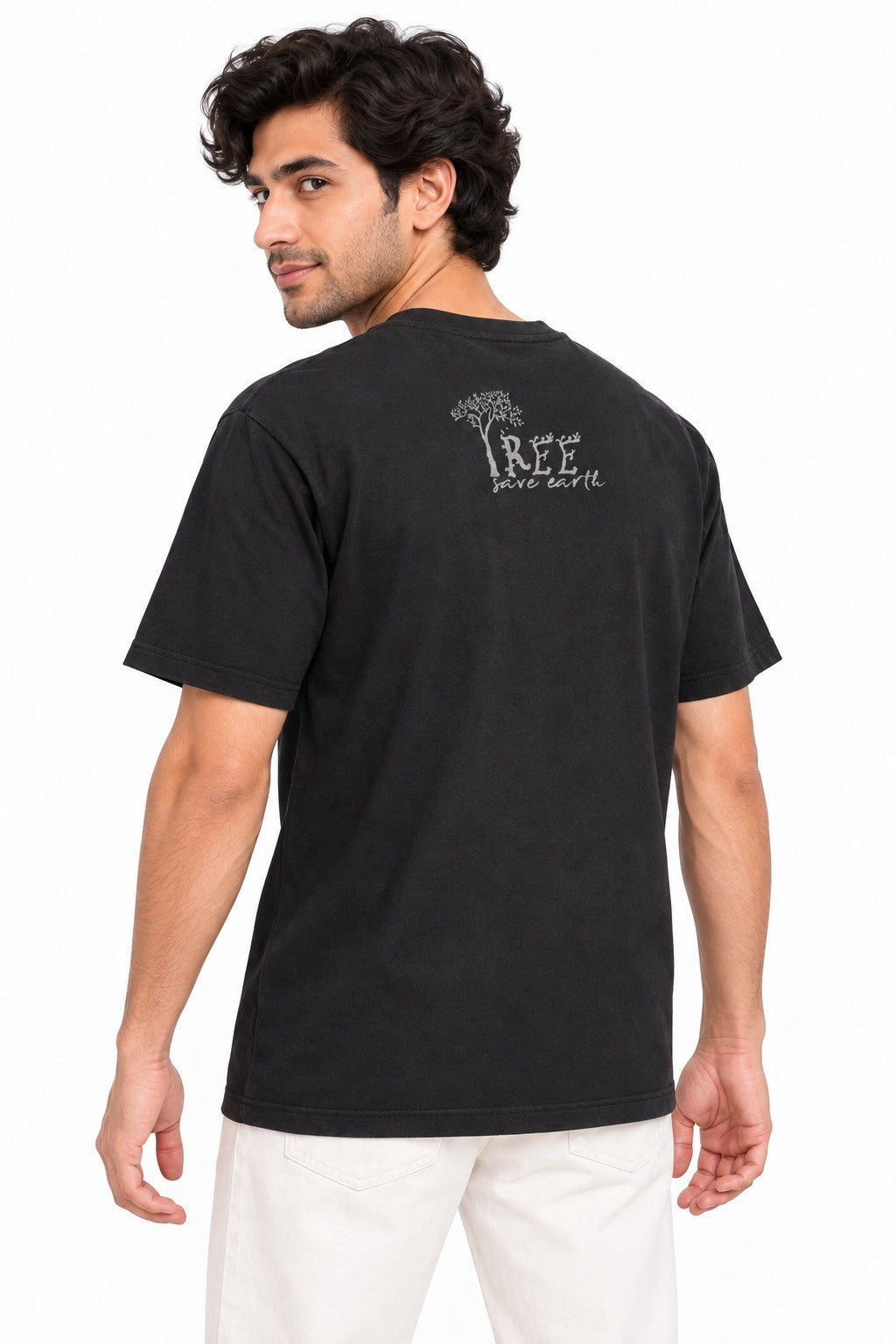 Ganesha on Earth - Black Print — three-quarter back view