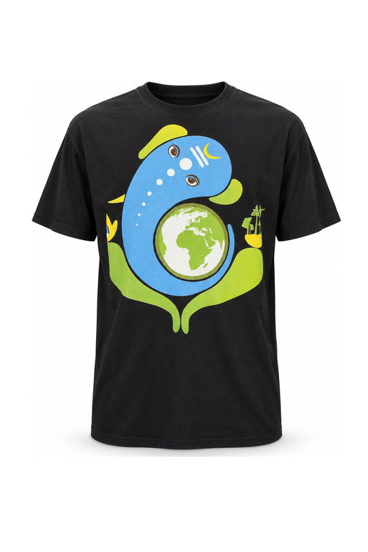 Ganesha on Earth - Black Print — ghost mannequin front view