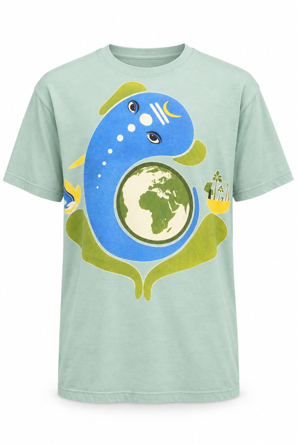 Ganesha on Earth - Blue Print — ghost mannequin front view