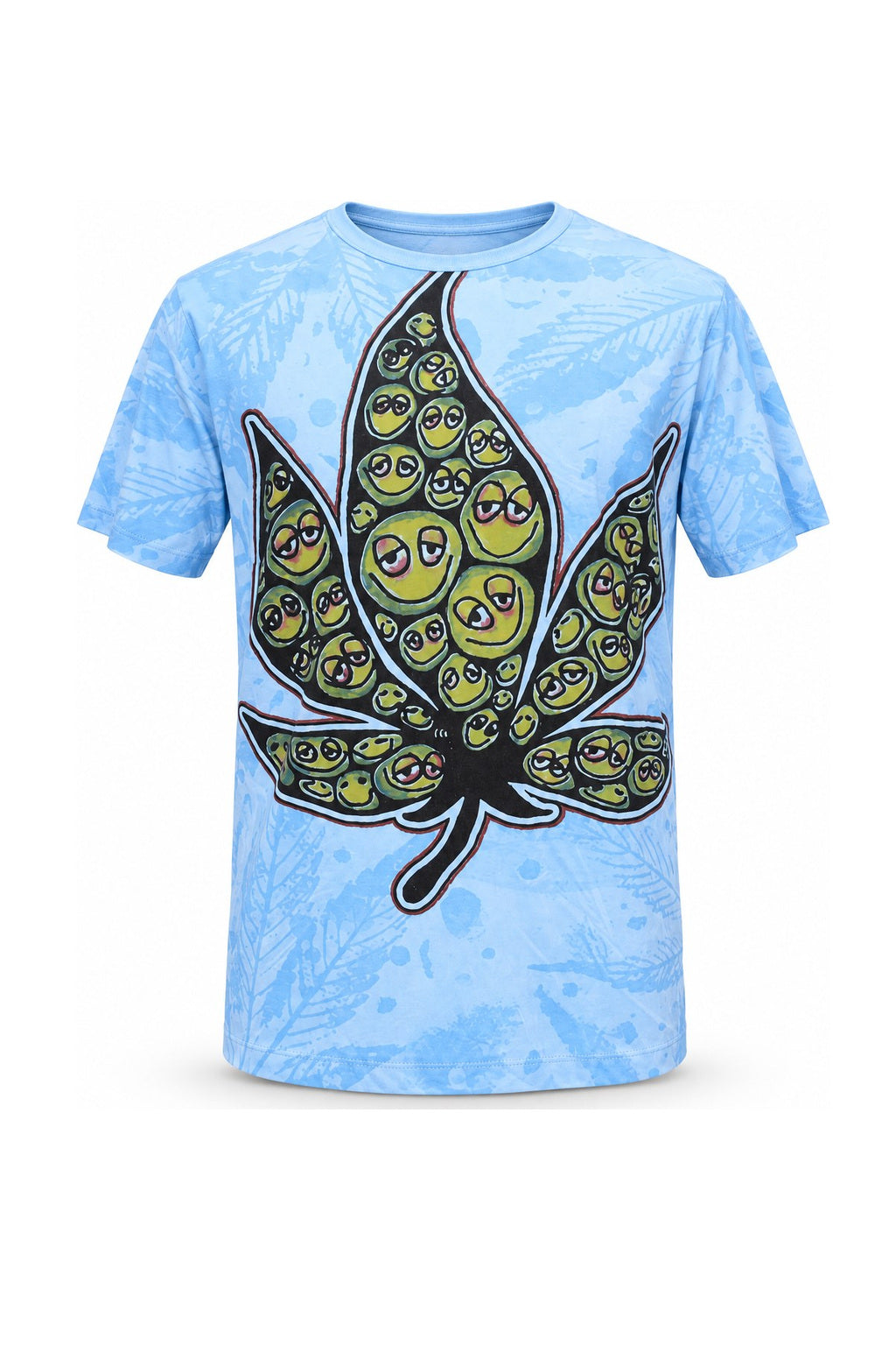 Happy Leaf in Blue Tees from Thailand — ghost mannequin front view