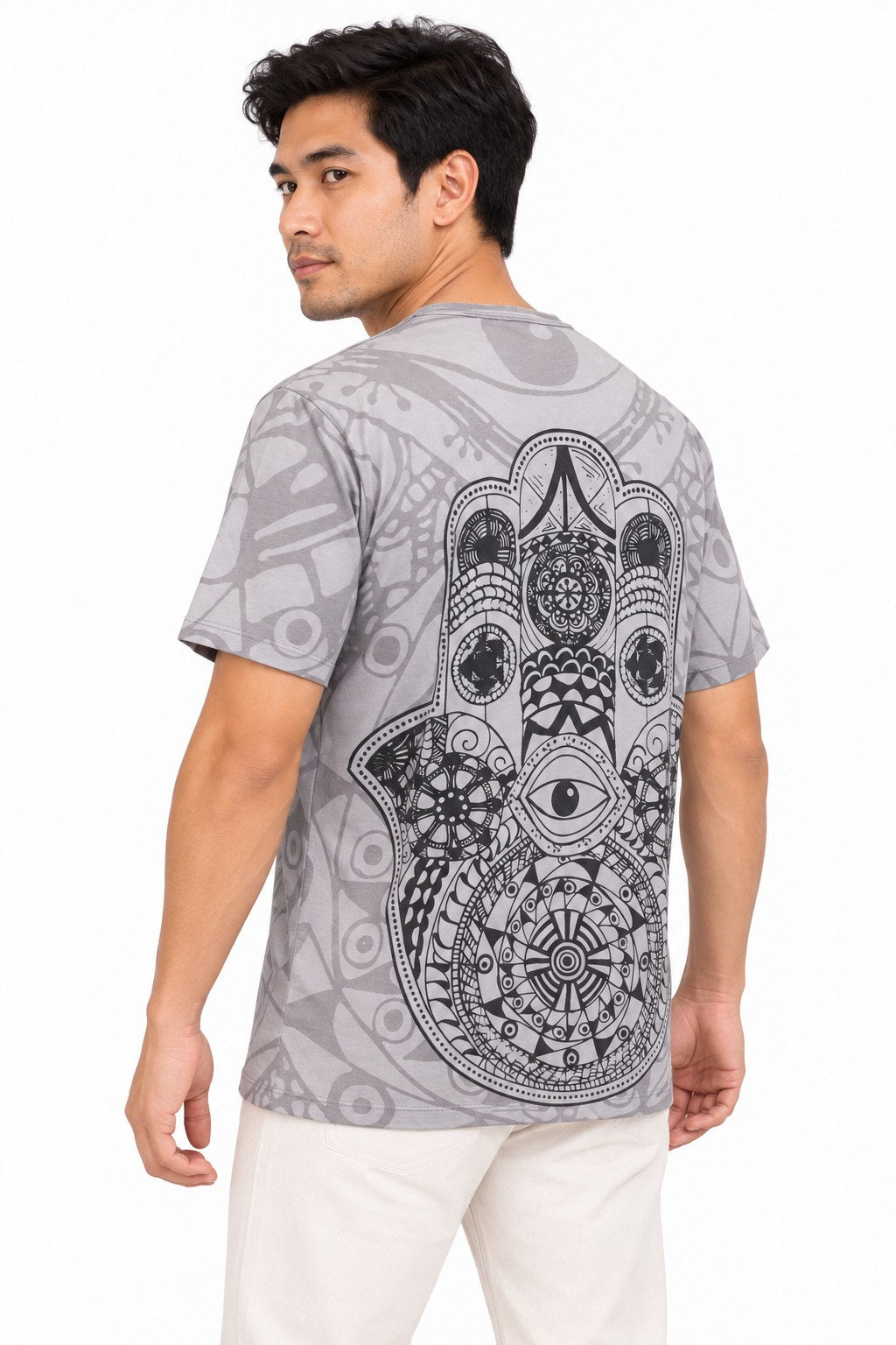 Eyes in Hamsa — three-quarter back view