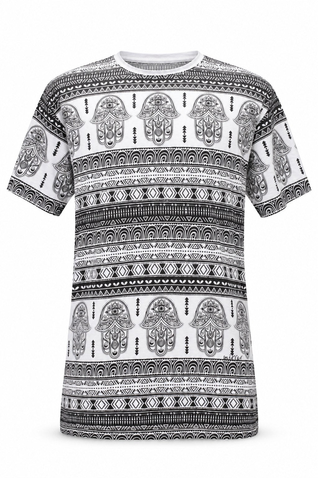 Hamsa Tribal in Black and White — ghost mannequin front view