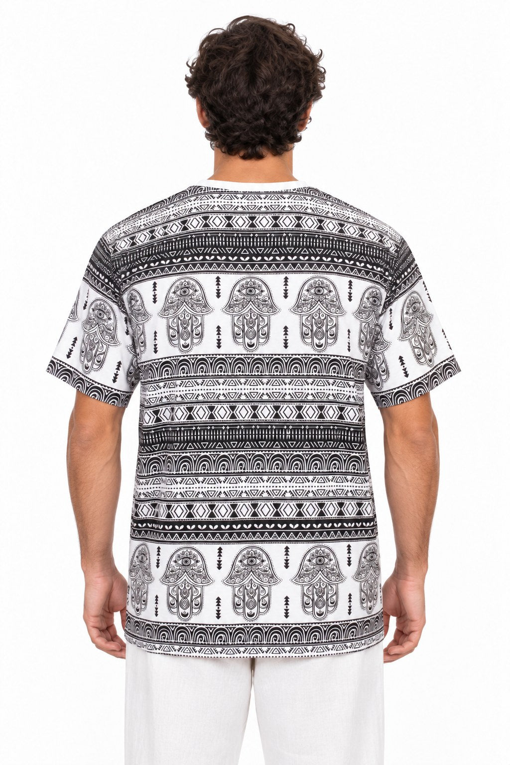 Hamsa Tribal in Black and White — back view