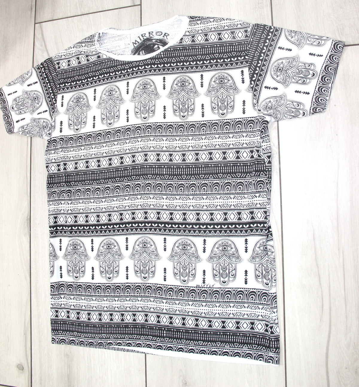 Hamsa Tribal in Black and White — garment detail