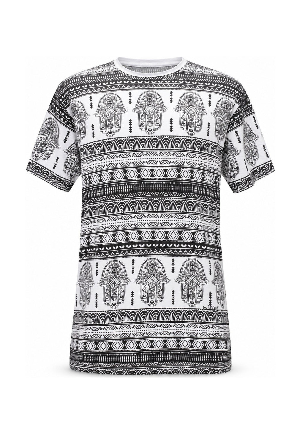 Hamsa Tribal in Black and White — ghost mannequin front view