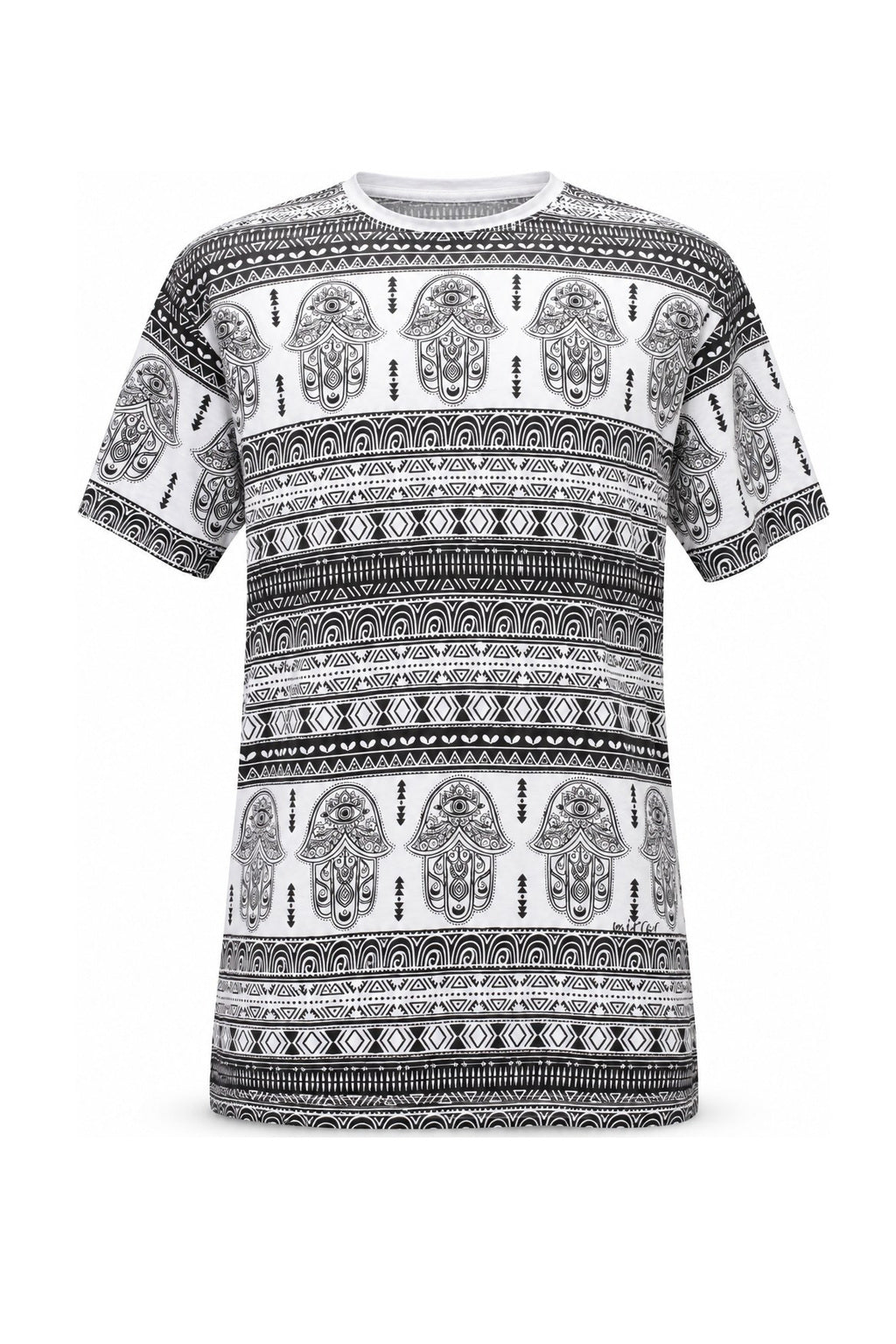 Hamsa Tribal in Black and White — ghost mannequin front view