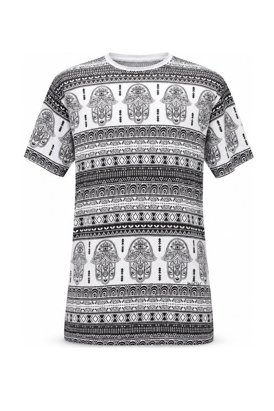 Hamsa Tribal in Black and White — ghost mannequin front view