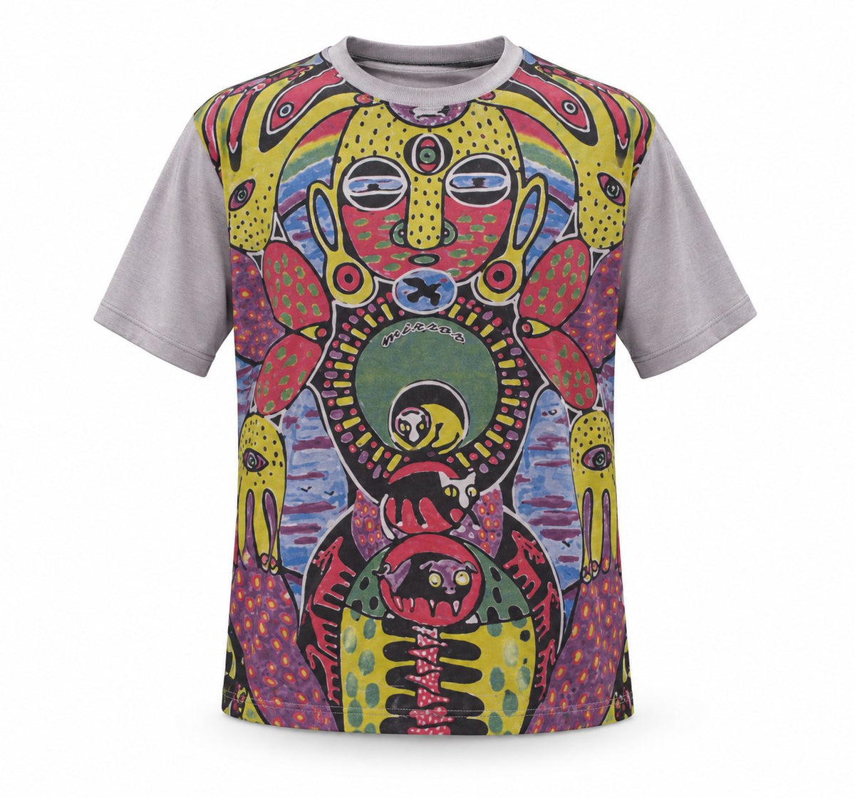 Mud Color Tribalism Short Sleeve Tees — ghost mannequin front view