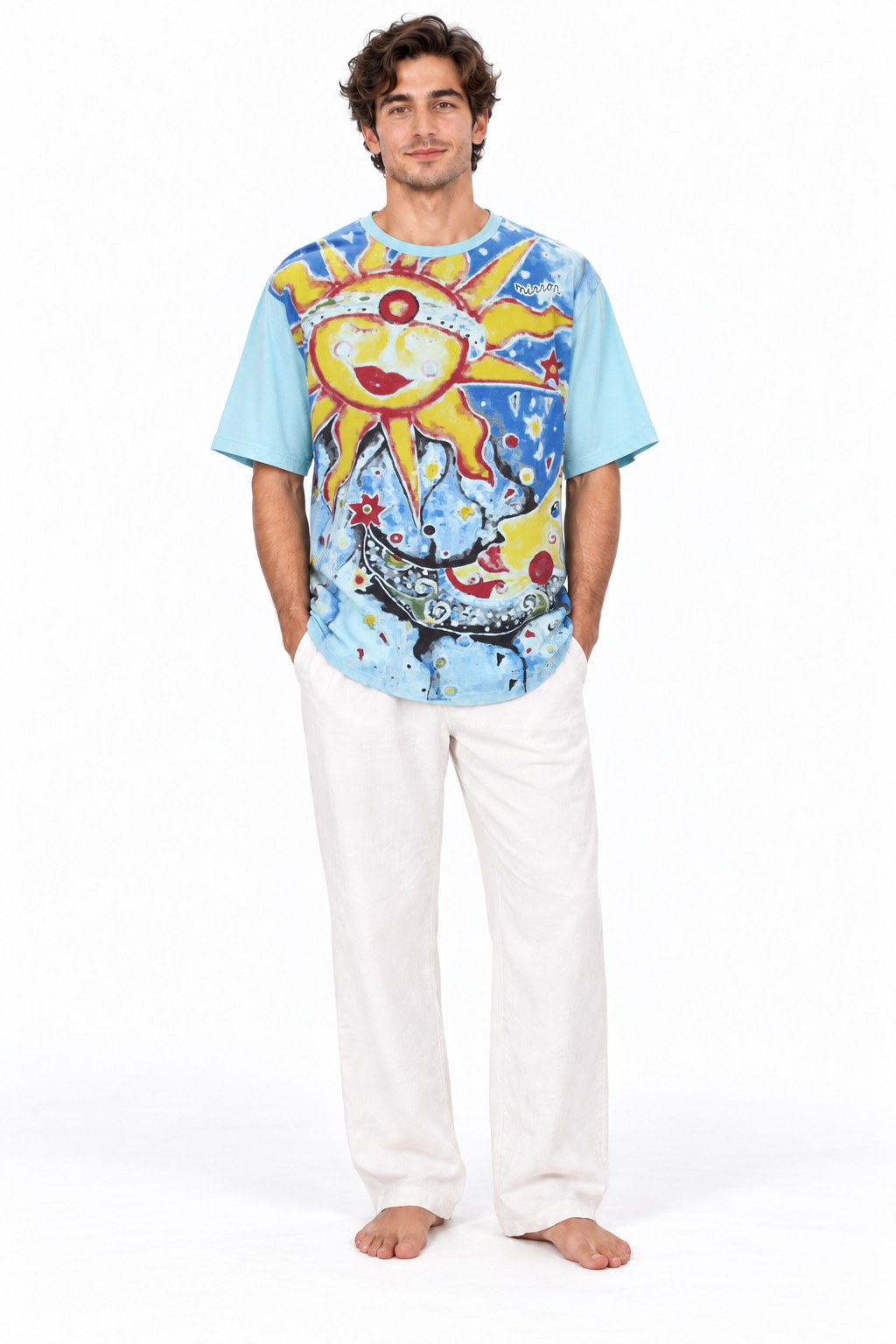 Happy Sun and Moon Tees from Thai — model front view