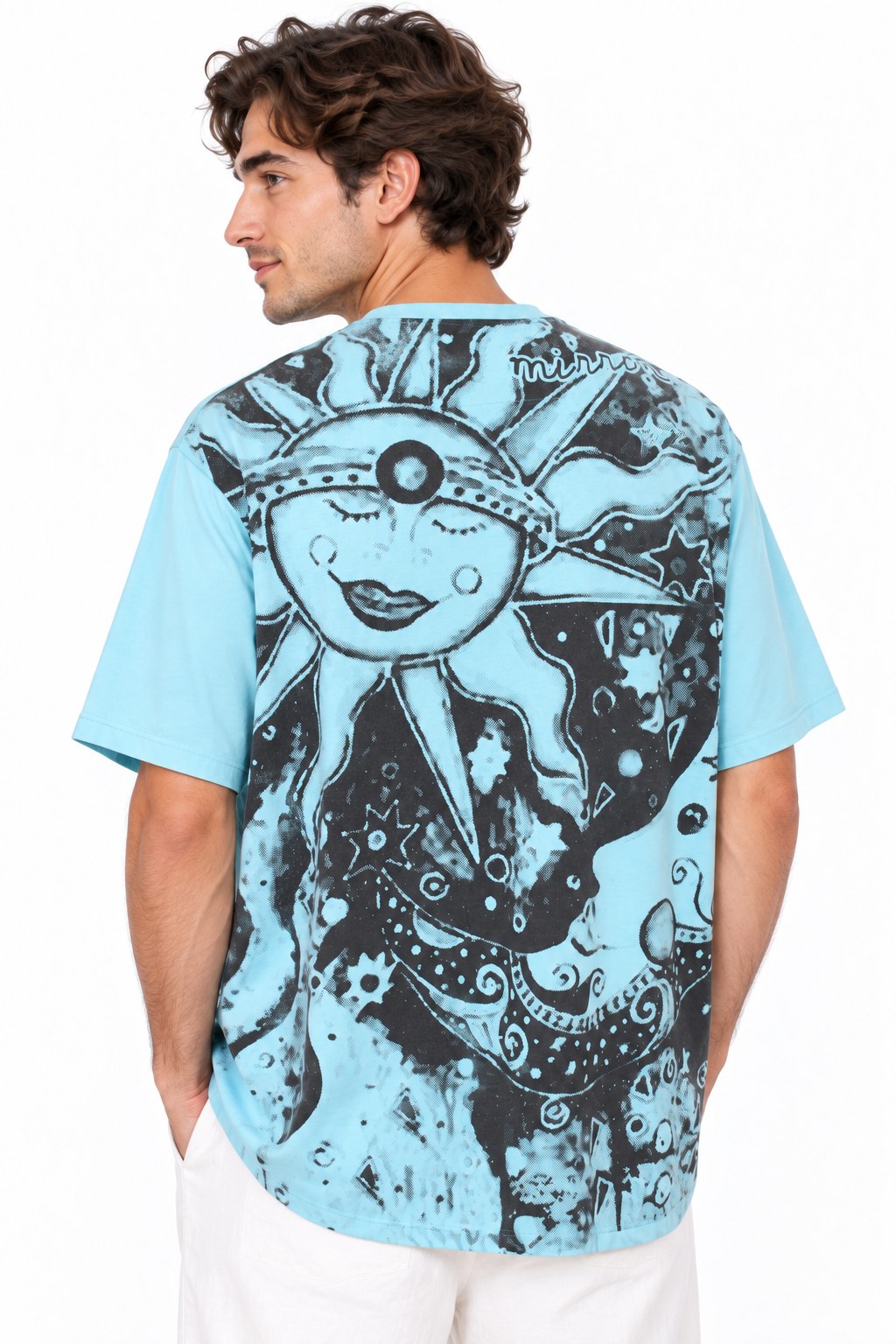 Happy Sun and Moon Tees from Thai — three-quarter back view