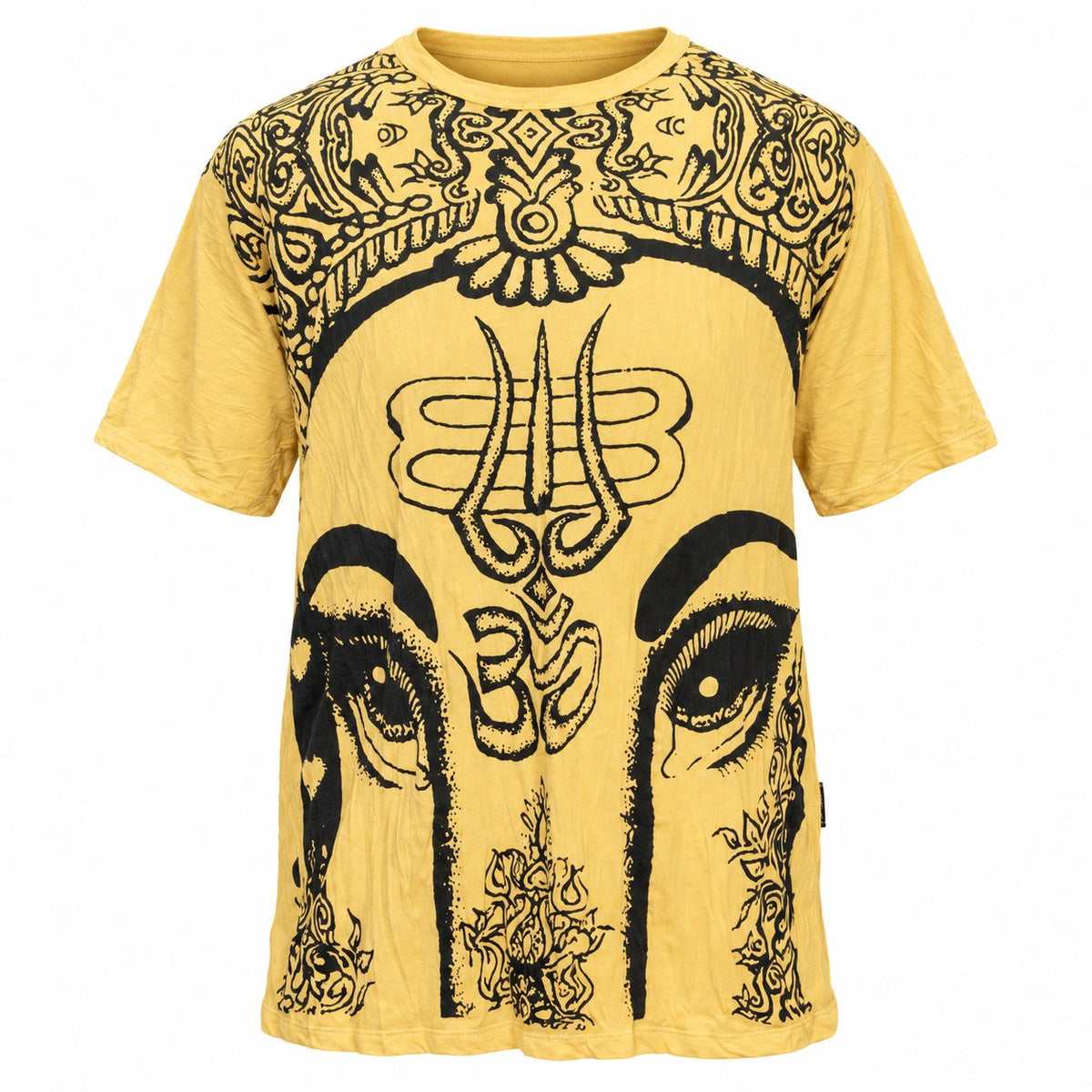 Ganesha Face on Om Short Sleeve Tees from Thailand — ghost mannequin front view
