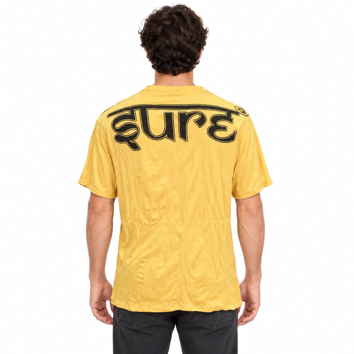 Ganesha Face on Om Short Sleeve Tees from Thailand — back view