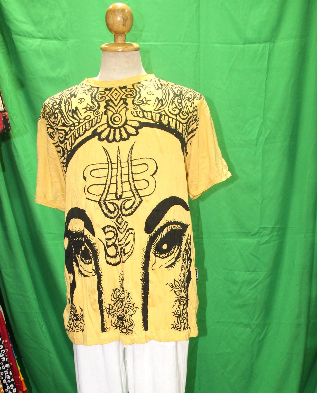 Ganesha Face on Om Short Sleeve Tees from Thailand — original product view