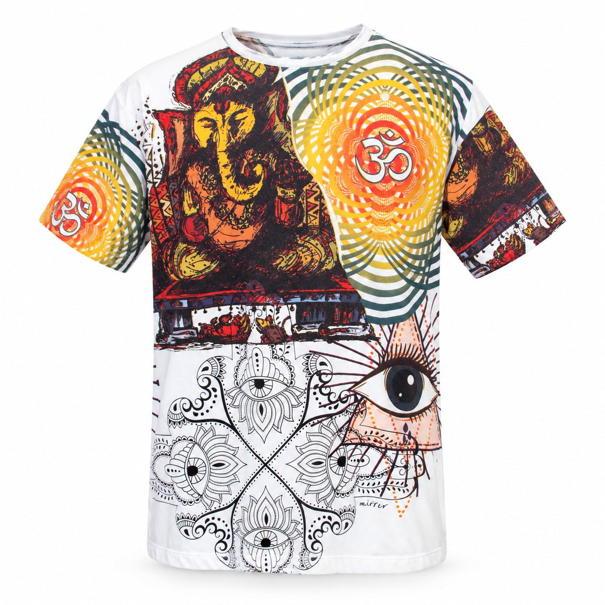 Wisdom Eyes, Mandala, Om Eye Collage from Thailand — ghost mannequin front view