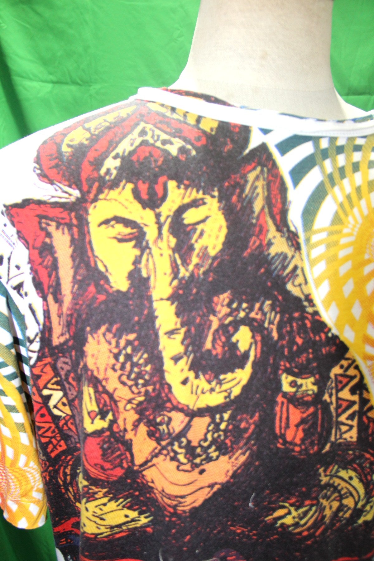 Wisdom Eyes, Mandala, Om Eye Collage from Thailand — garment detail