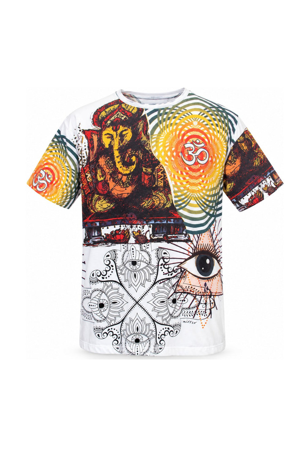 Wisdom Eyes, Mandala, Om Eye Collage from Thailand — ghost mannequin front view