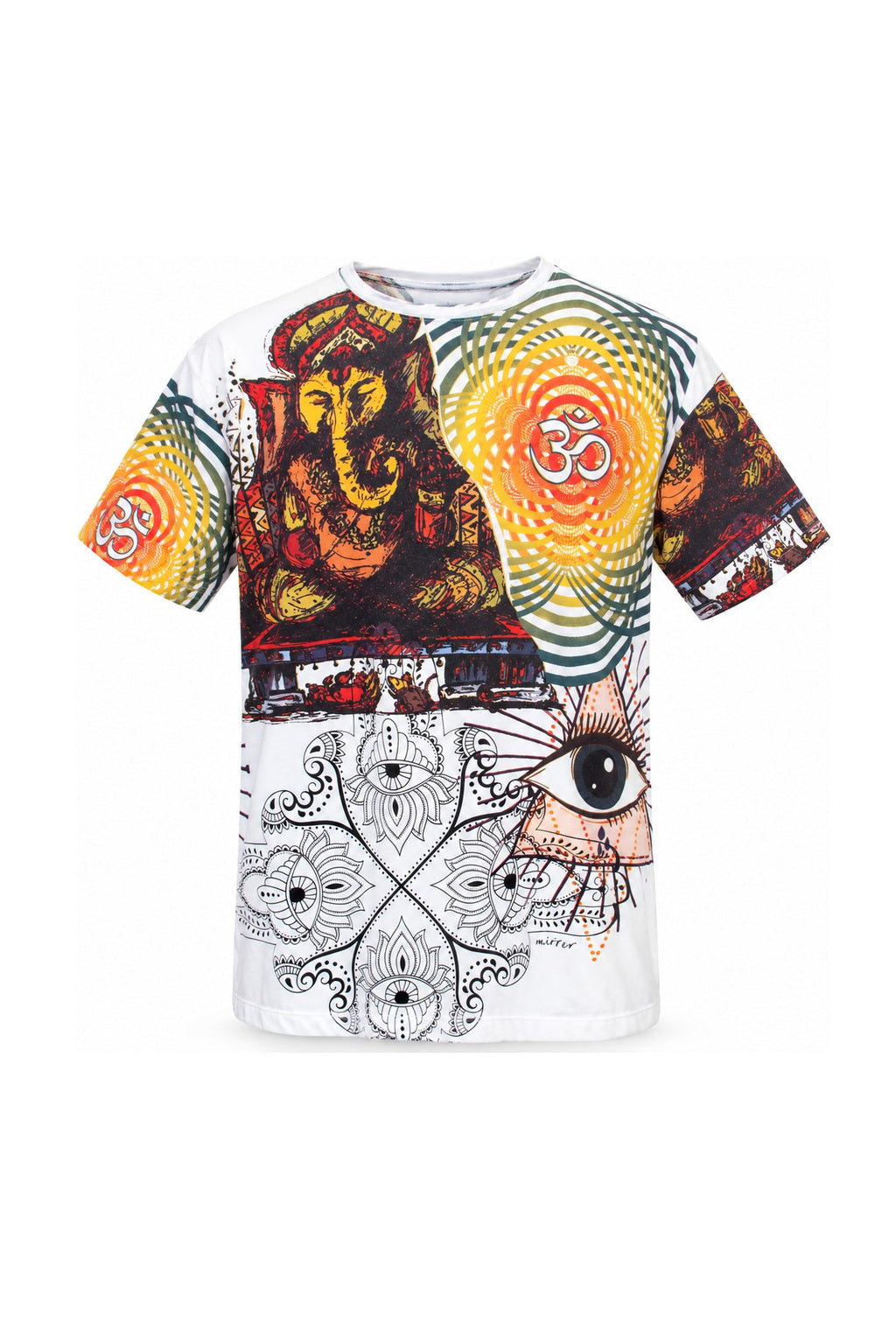 Wisdom Eyes, Mandala, Om Eye Collage from Thailand — ghost mannequin front view