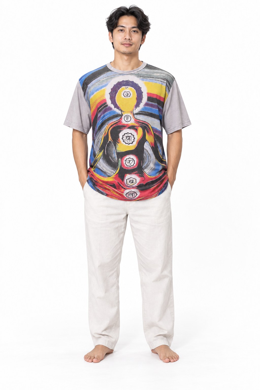 Grey Seven Chakras Multicolour Concentric Circle from Thailand — model front view
