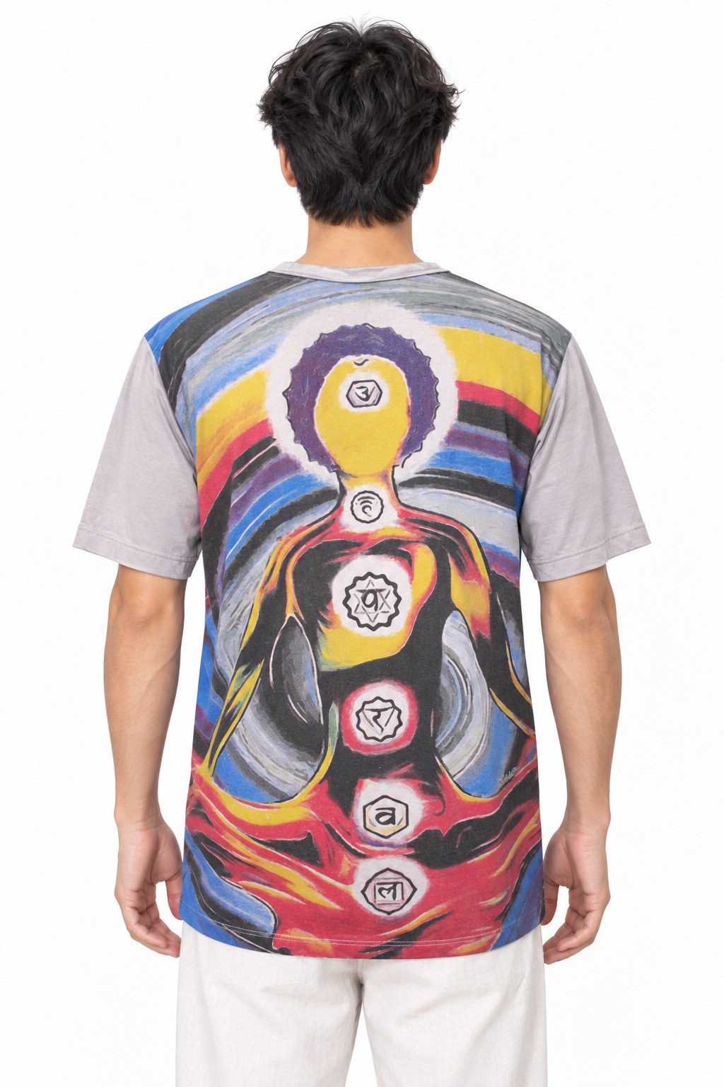 Grey Seven Chakras Multicolour Concentric Circle from Thailand — back view