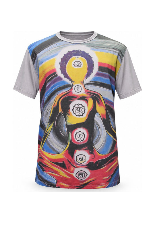Grey Seven Chakras Multicolour Concentric Circle from Thailand — ghost mannequin front view