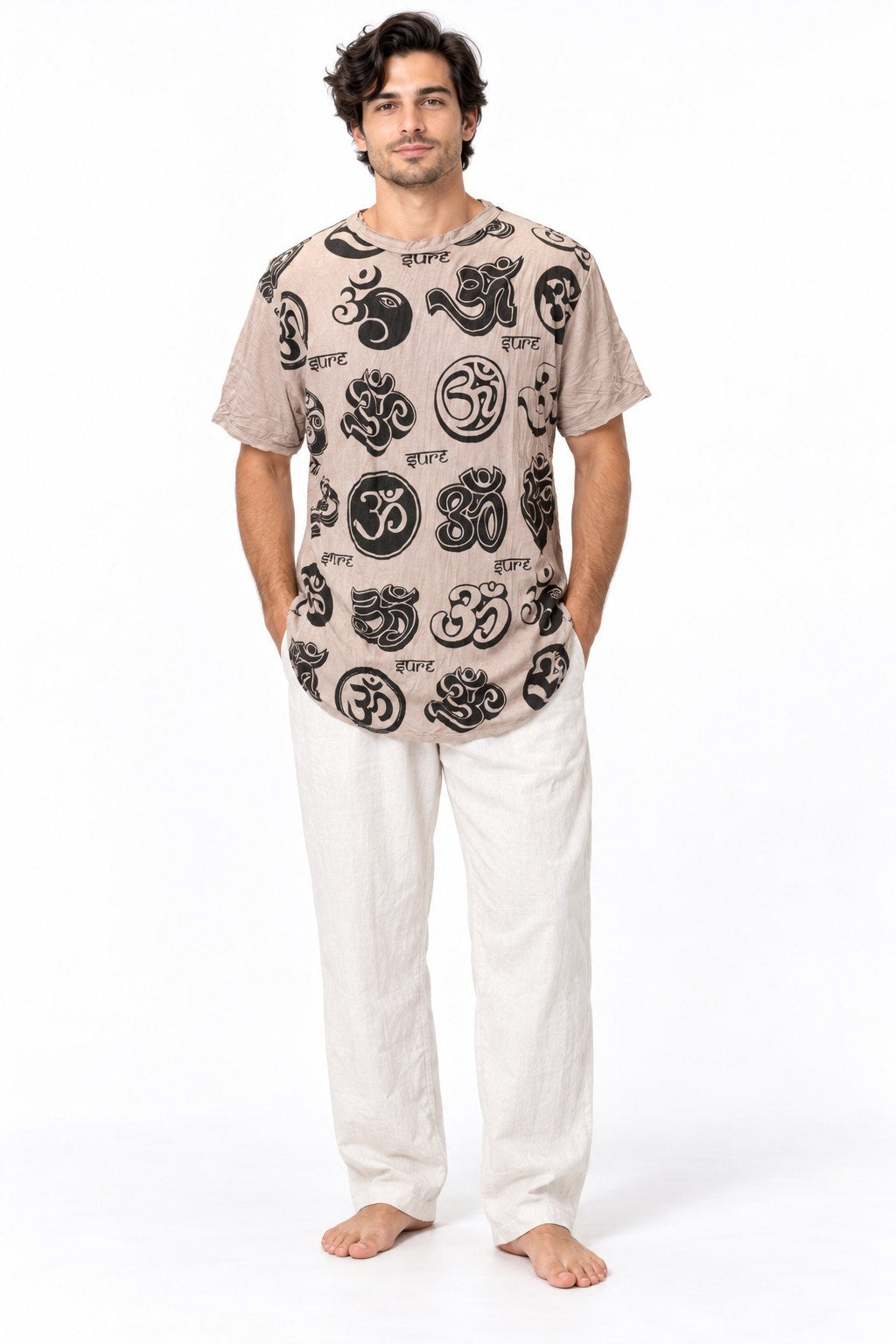 Multi Om Symbol in Brown — model front view
