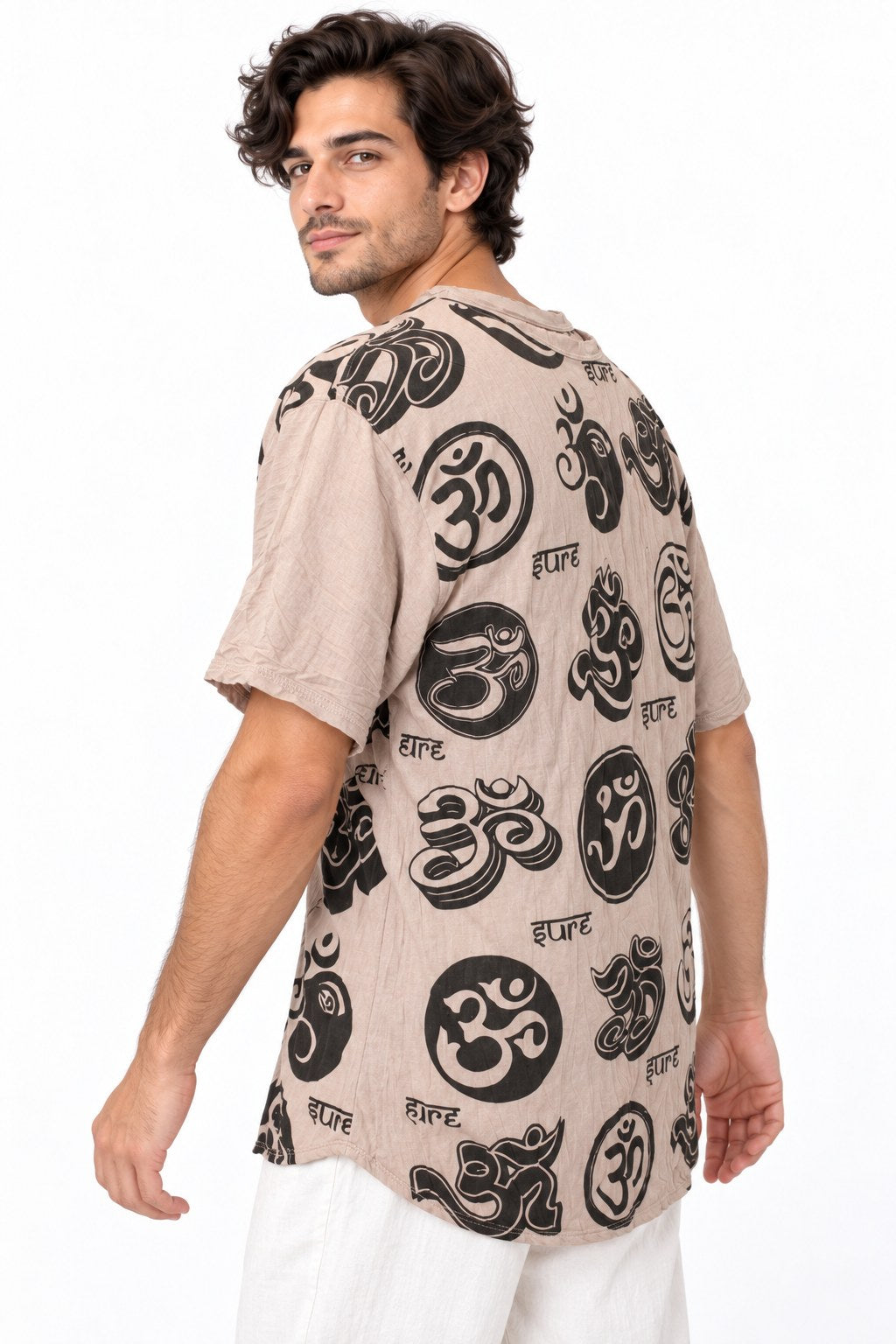 Multi Om Symbol in Brown — three-quarter back view
