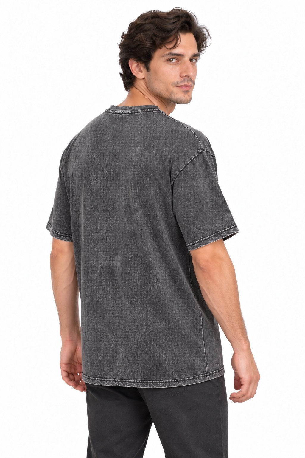 Golden Buddha in Short Sleeve from Nepal — three-quarter back view