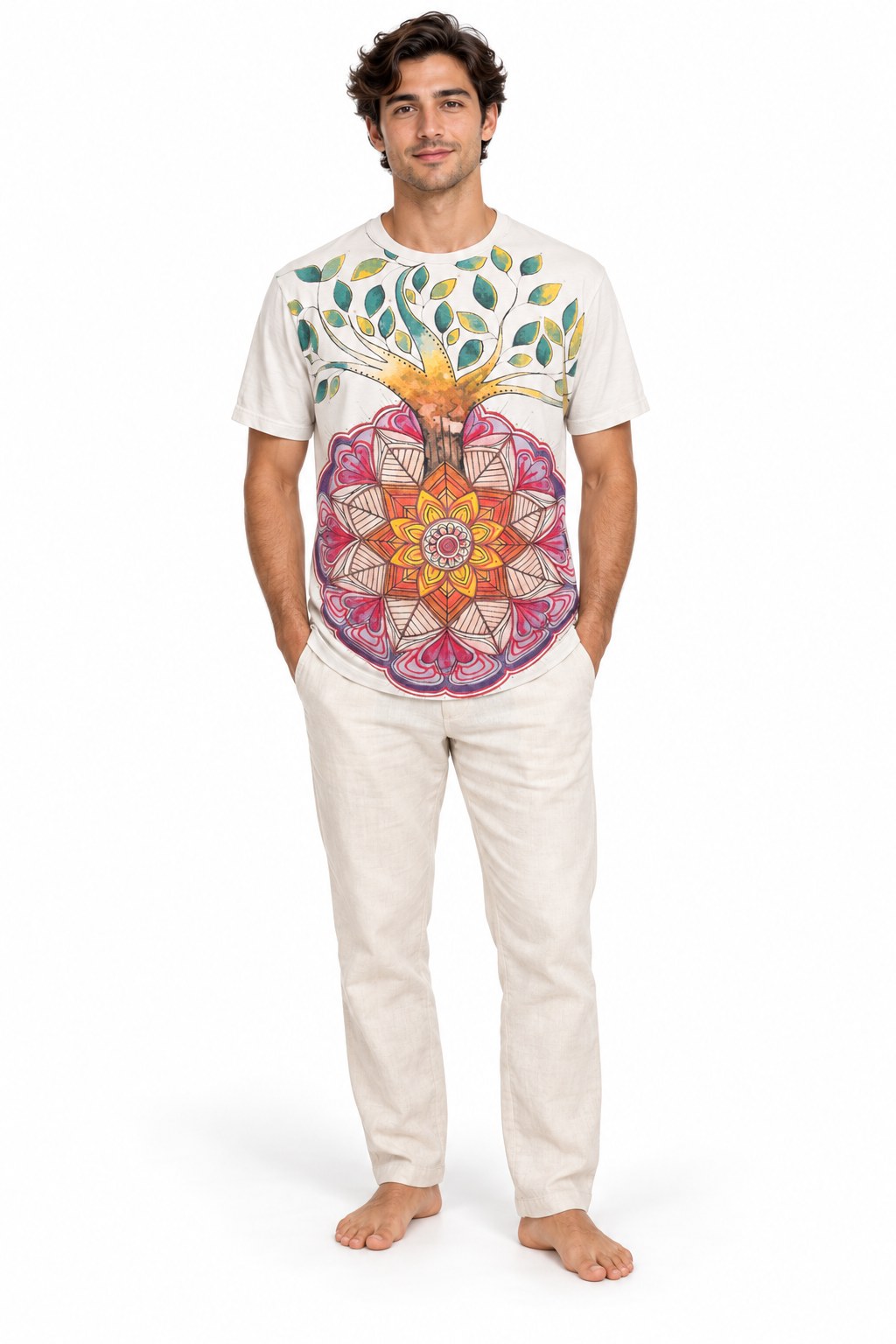 Khaki Color Mandala Tree from Thailand — model front view