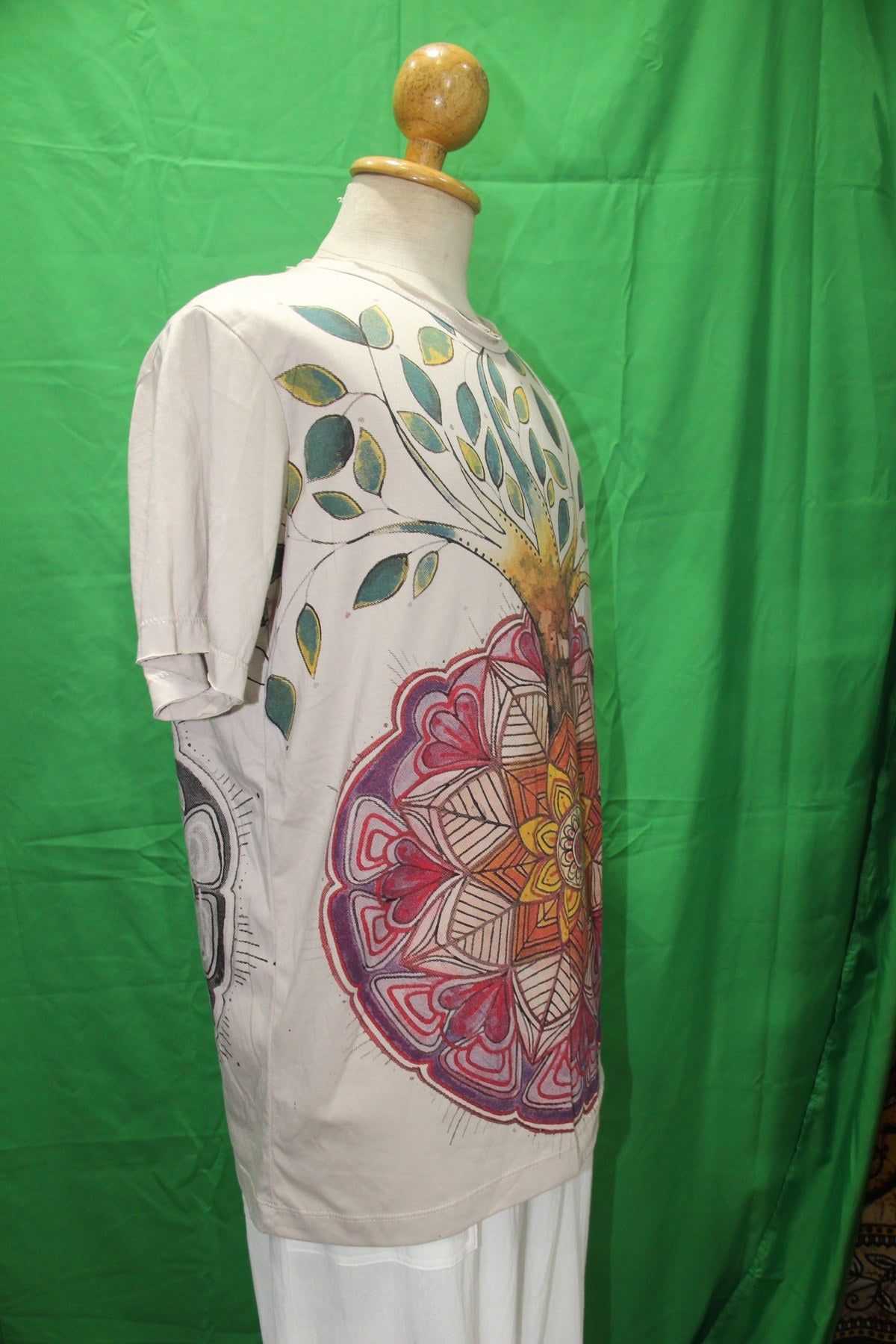 Khaki Color Mandala Tree from Thailand — garment detail